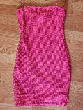 fishnet pink dress